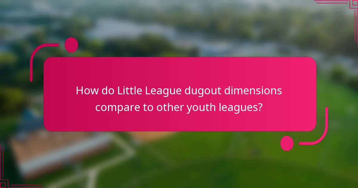 How do Little League dugout dimensions compare to other youth leagues?